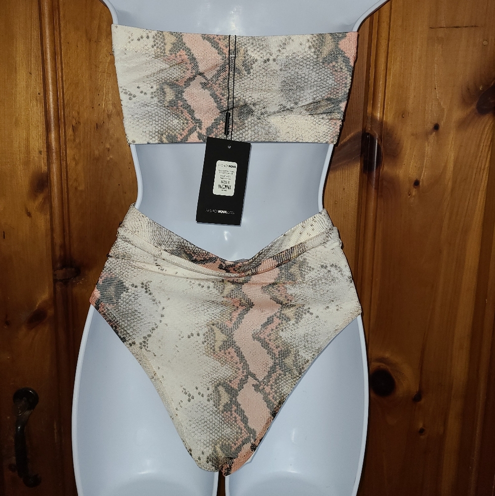 2/$40 NWT 3 piece Fashion Nova bikini coverup set sun suit snake island charmer - Picture 4 of 12